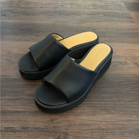 Madewell Shoes - Black Platform Slide Sandals - Women's Stylish Slip-On
